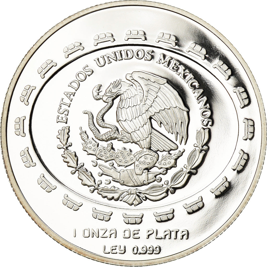 Moneta, Mexico, Disco de la muerte, Onza, Troy Ounce of Silver, 1997, Mexico