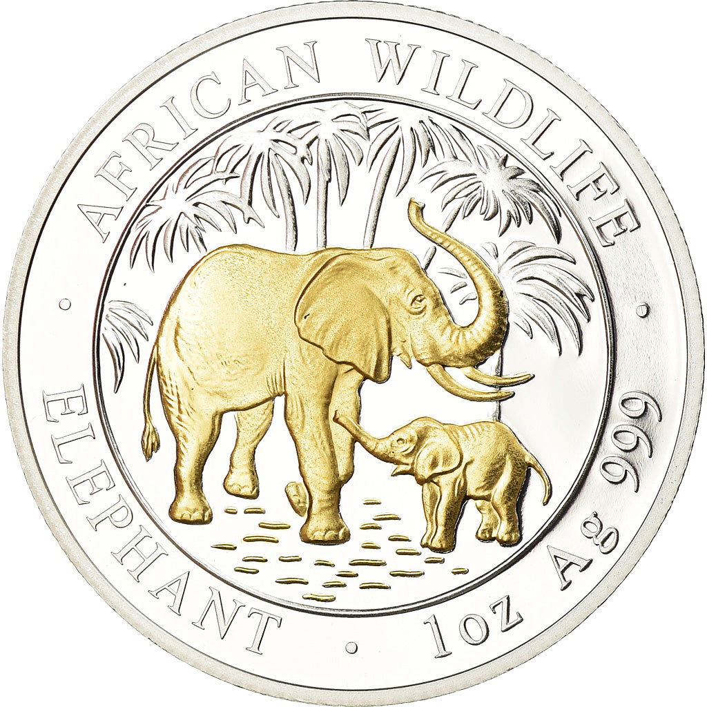 Coin, Somalia, Elephant, 100 Shillings, 2007, Proof, MS(65-70), Silver, KM:182