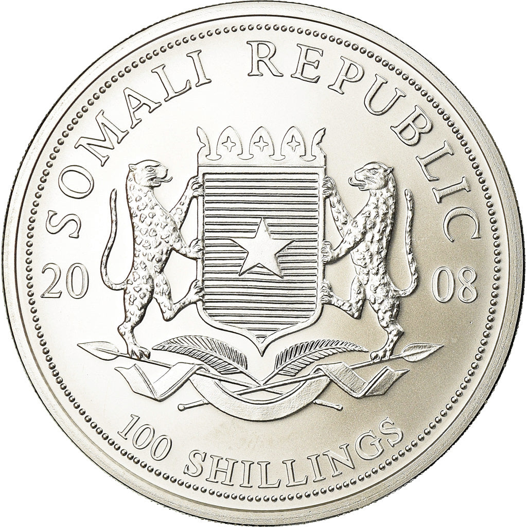 Coin, Somalia, 100 Shillings, 2008, MS(65-70), Silver, KM:203