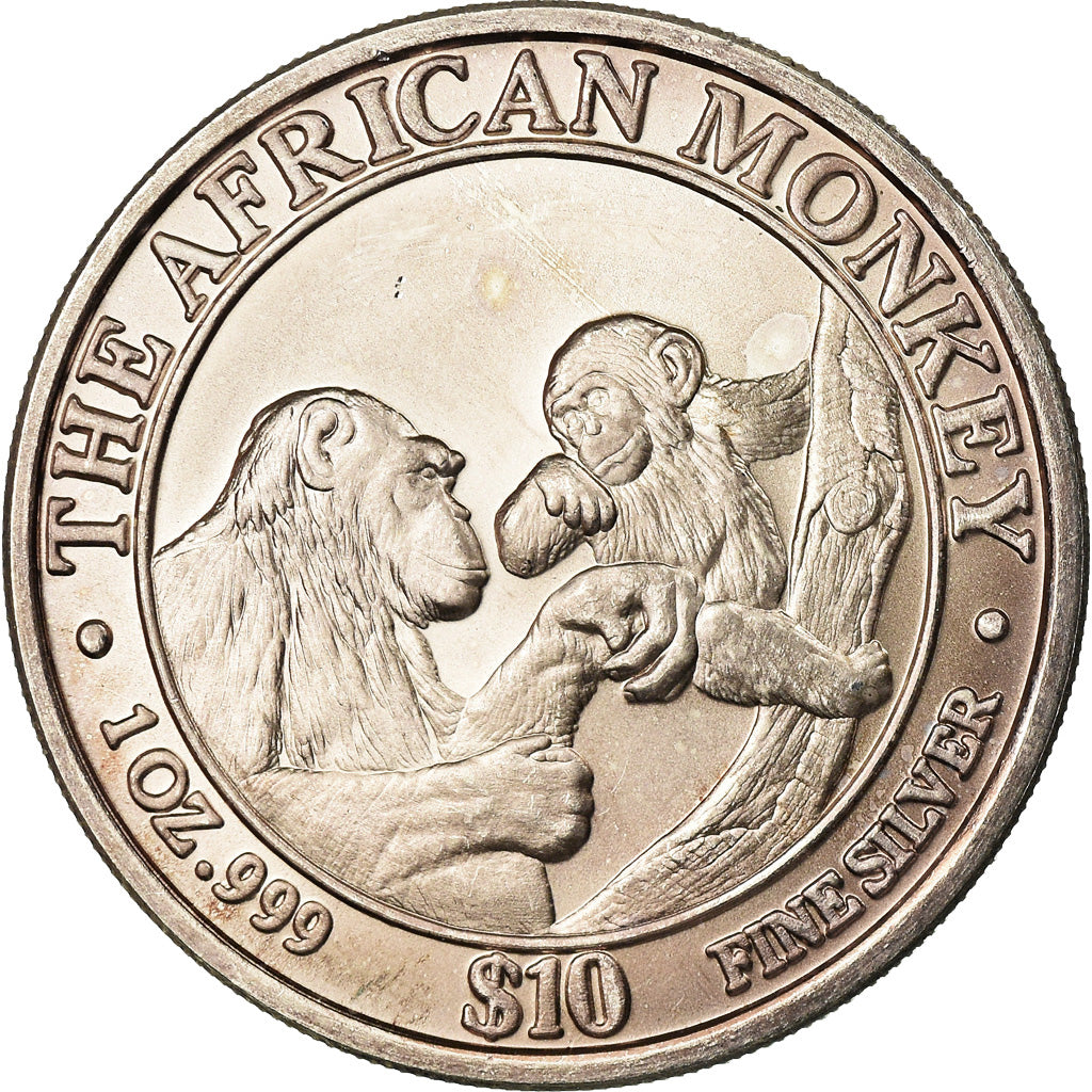 Moneta, Somalia, Monkey, 10 Dollars, 1999, SPL-, Argento