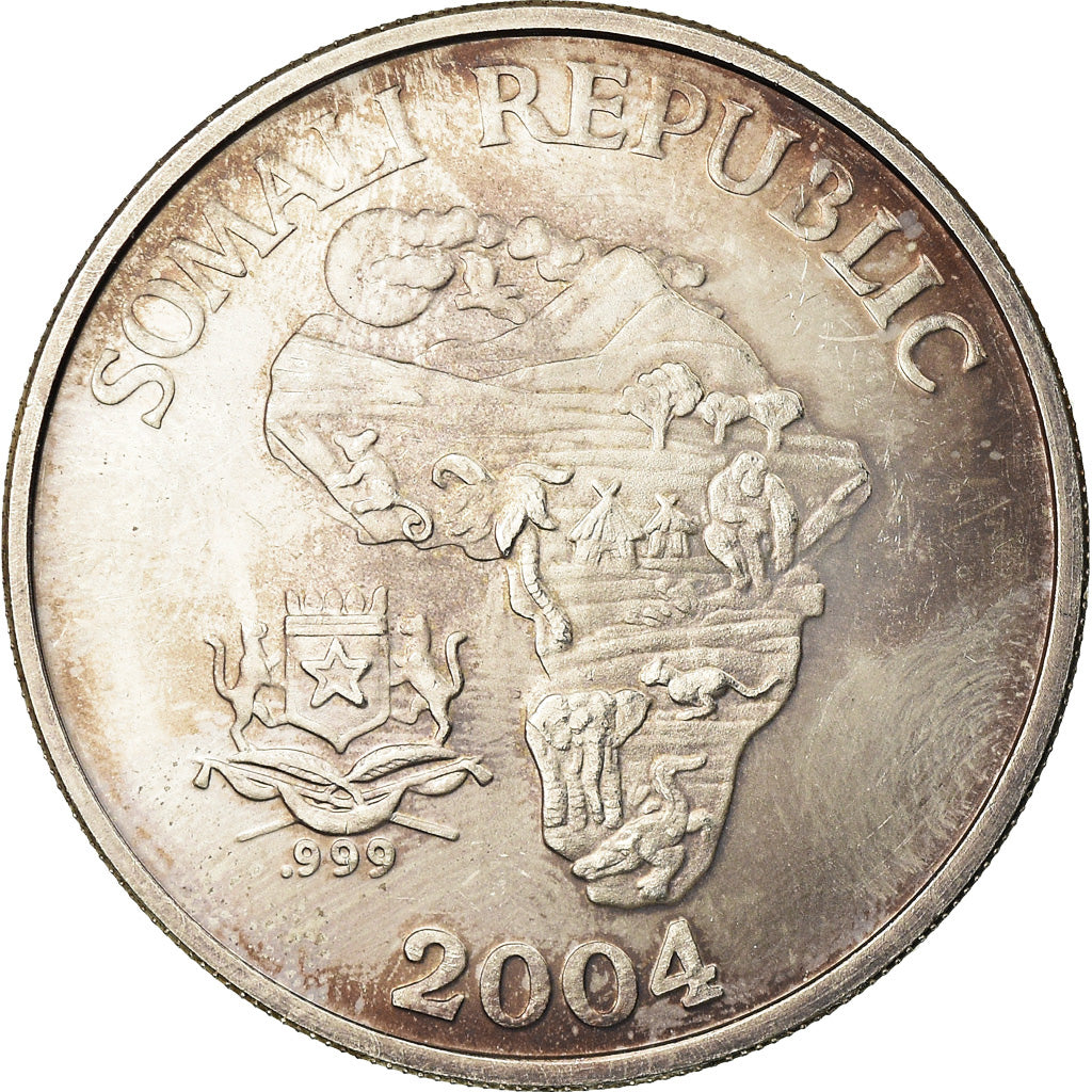 Coin, Somalia, Monkey, 10 Dollars, 2000, AU(55-58), Silver