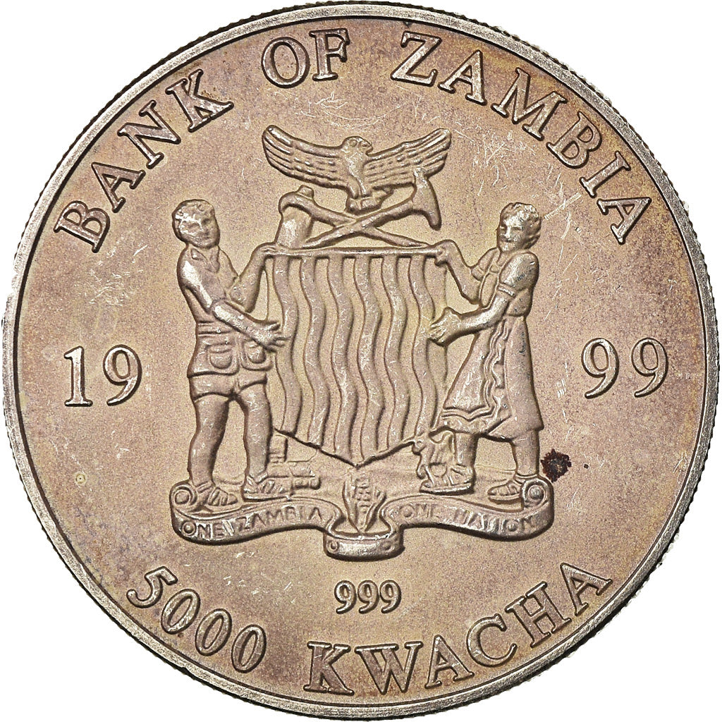 Coin, Zambia, Elephant, 5000 Kwacha, 1999, British Royal Mint, EF(40-45)