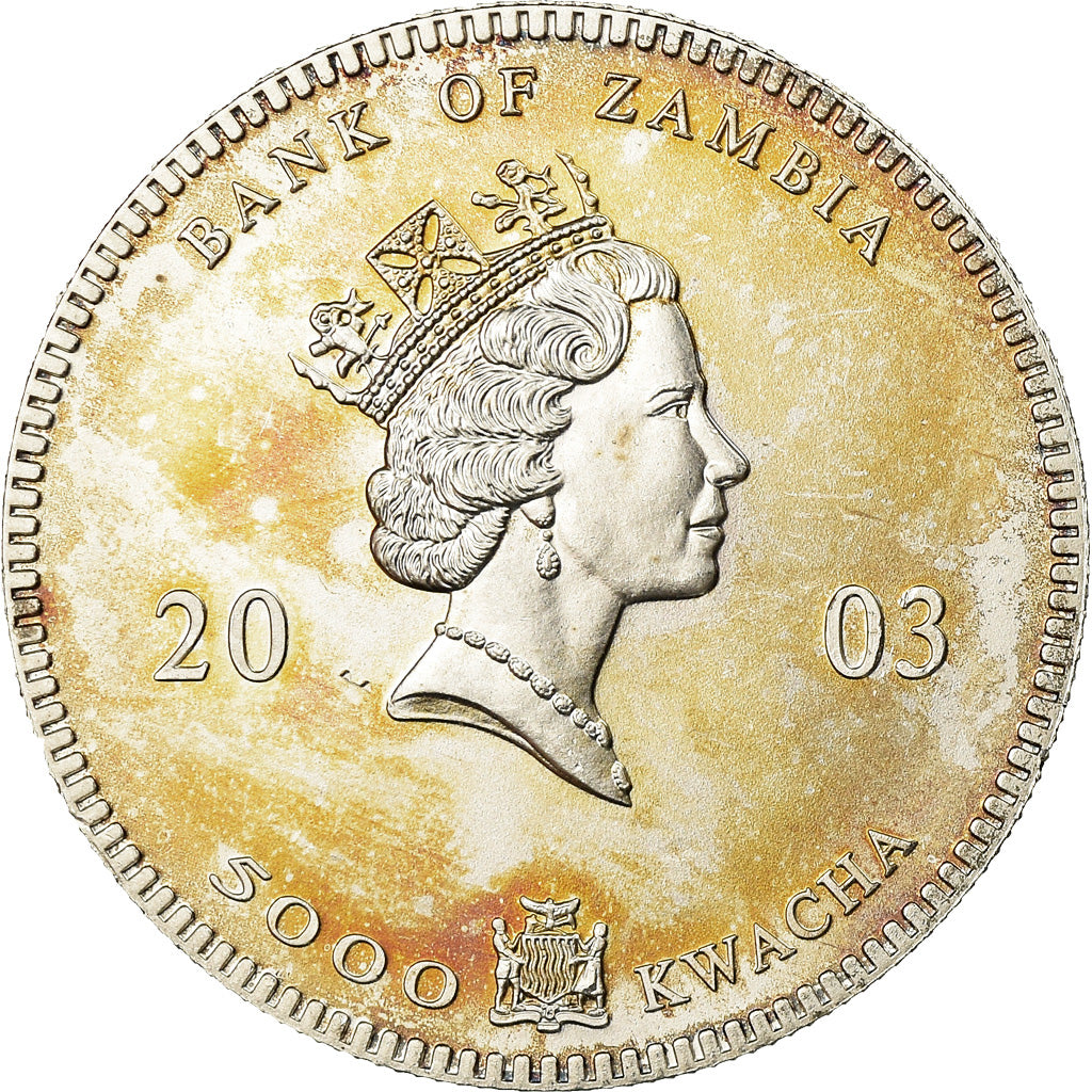 Coin, Zambia, Elephant, 5000 Kwacha, 2003, British Royal Mint, EF(40-45)