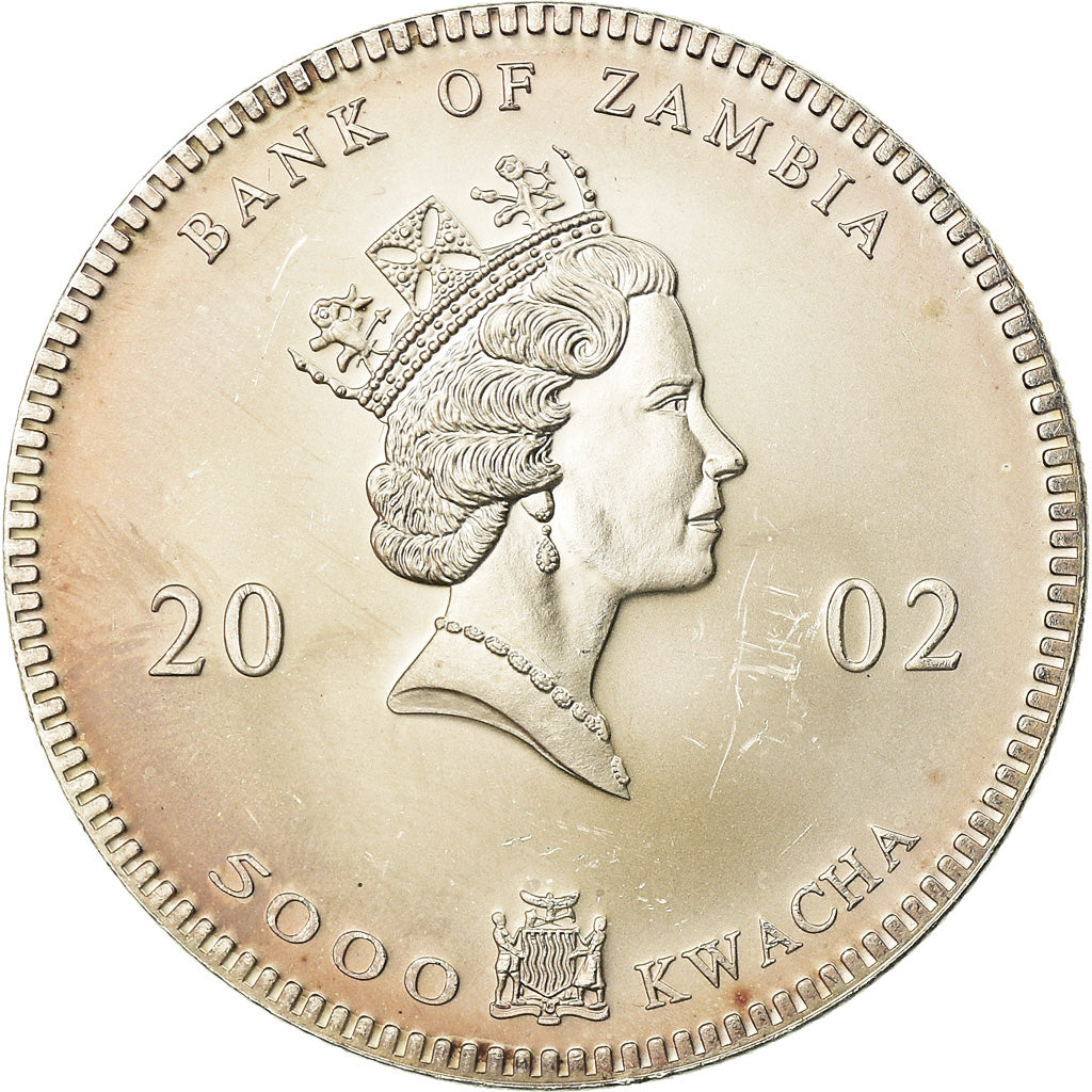 Coin, Zambia, Elephant, 5000 Kwacha, 2002, British Royal Mint, AU(55-58)
