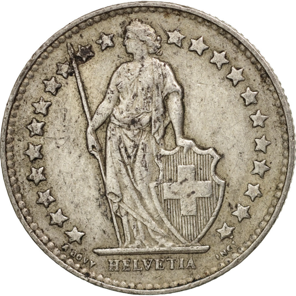Switzerland, 1/2 Franc, 1950, Bern, EF(40-45), Silver, KM:23