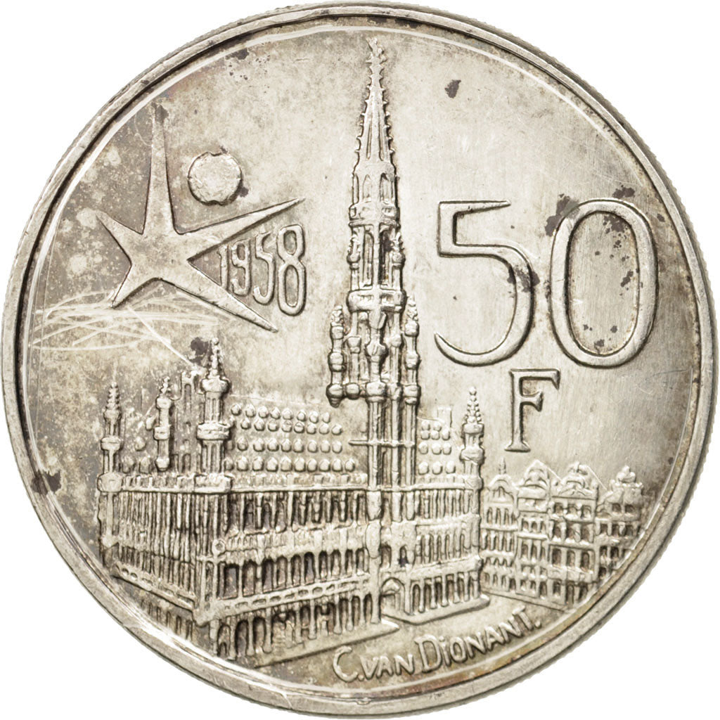 Coin, Belgium, 50 Francs, 50 Frank, 1958, EF(40-45), Silver, KM:151.1
