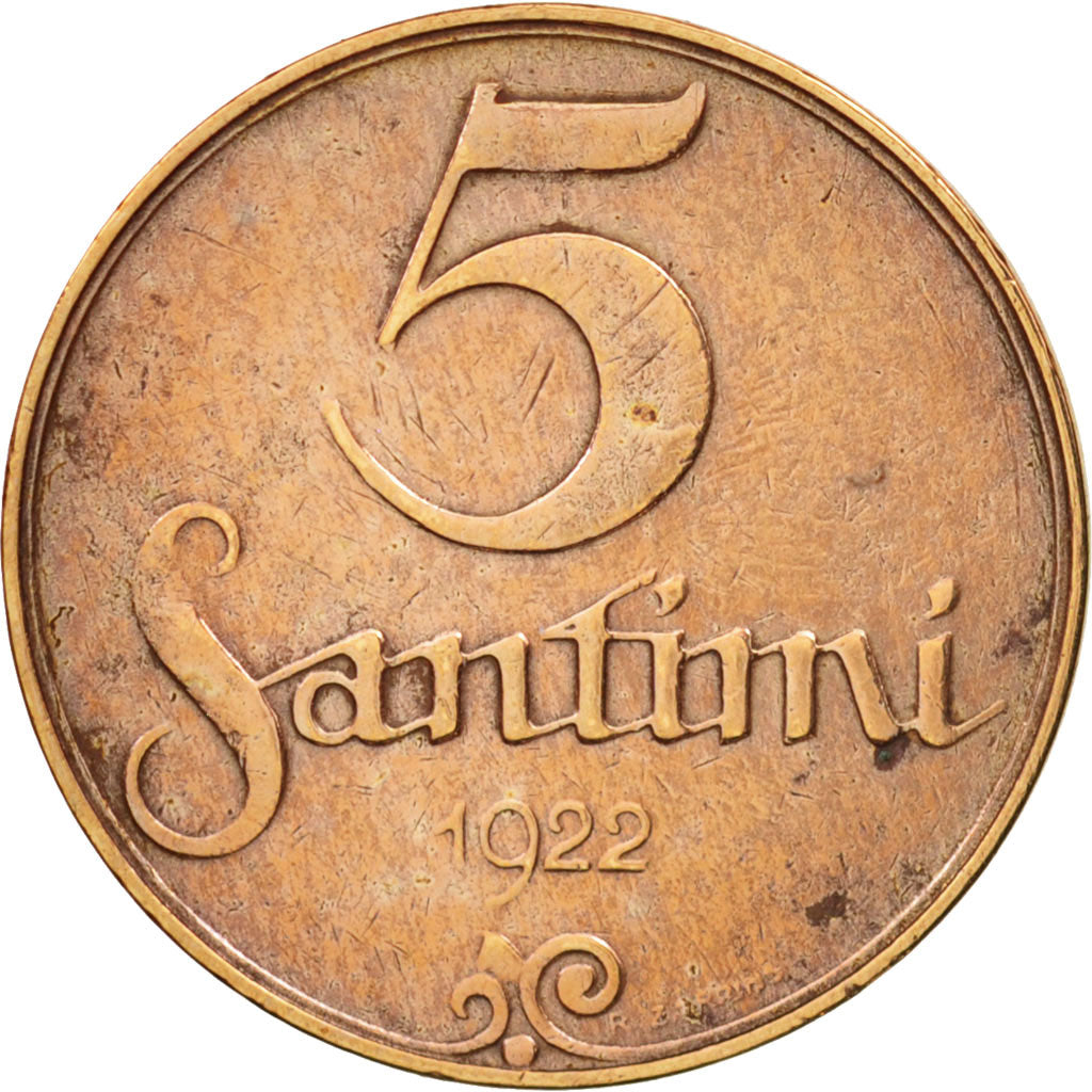 Lettonia, 5 Santimi, 1922, BB, Bronzo, KM:3