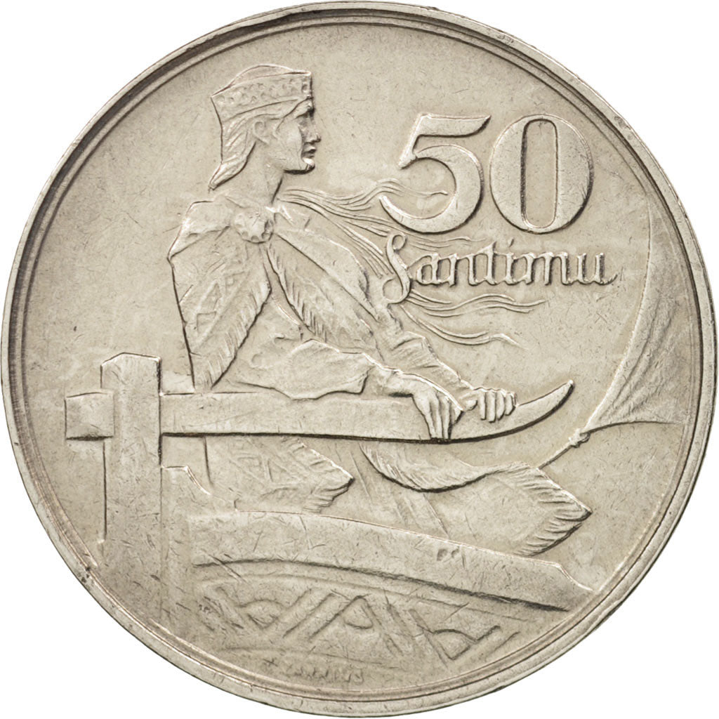 Latvia, 50 Santimu, 1922, AU(50-53), Nickel, KM:6
