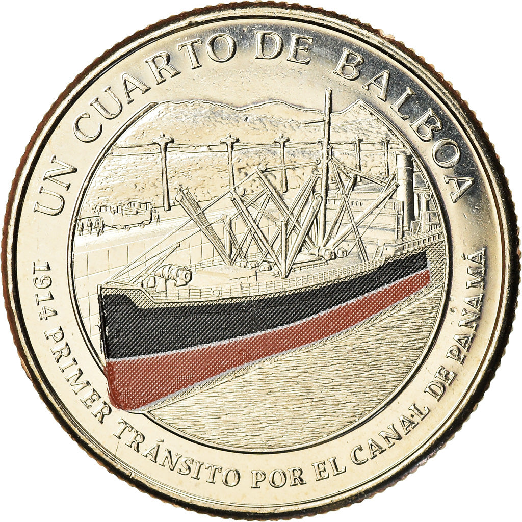 Coin, Panama, Premier passage dans le canal, 1/4 Balboa, 2016, MS(63)