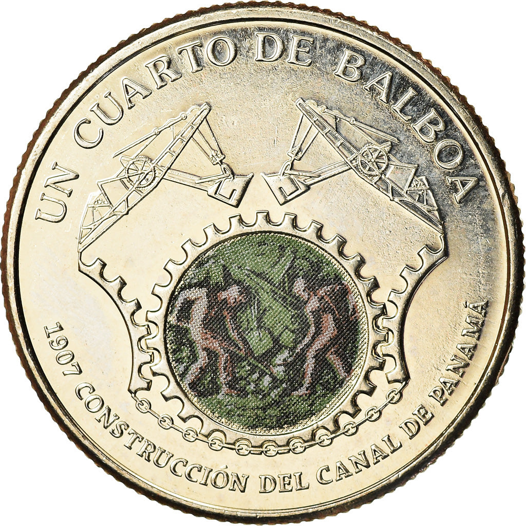 Monnaie, Panama, Construction du canal, 1/4 Balboa, 2016, FDC, Copper-Nickel