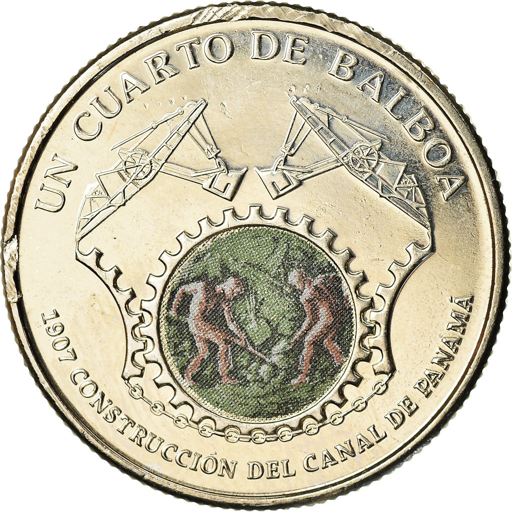 Coin, Panama, Construction du canal, 1/4 Balboa, 2016, MS(65-70), Copper-Nickel