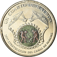 Coin, Panama, Construction du canal, 1/4 Balboa, 2016, MS(65-70), Copper-Nickel