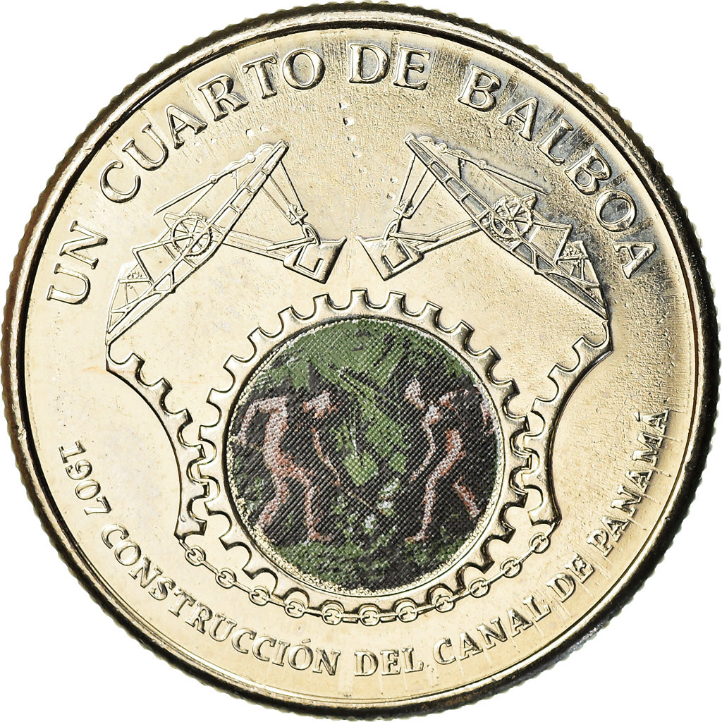 Coin, Panama, Construction du canal, 1/4 Balboa, 2016, MS(63), Copper-Nickel