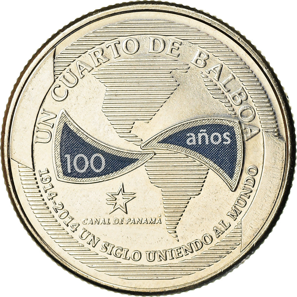 Coin, Panama, 100ème anniversaire du Canal, 1/4 Balboa, 2016, MS(63)