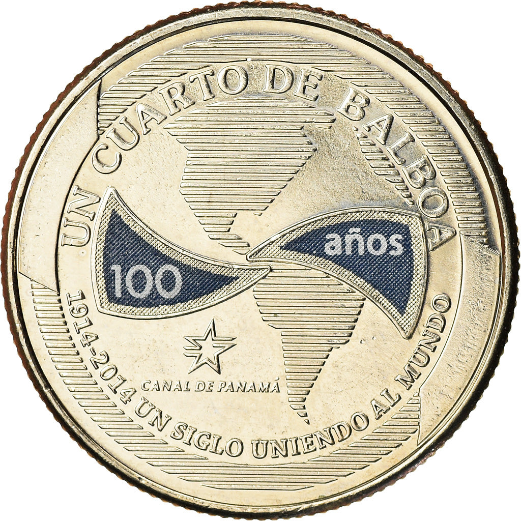 Coin, Panama, 100ème anniversaire du Canal, 1/4 Balboa, 2016, MS(65-70)