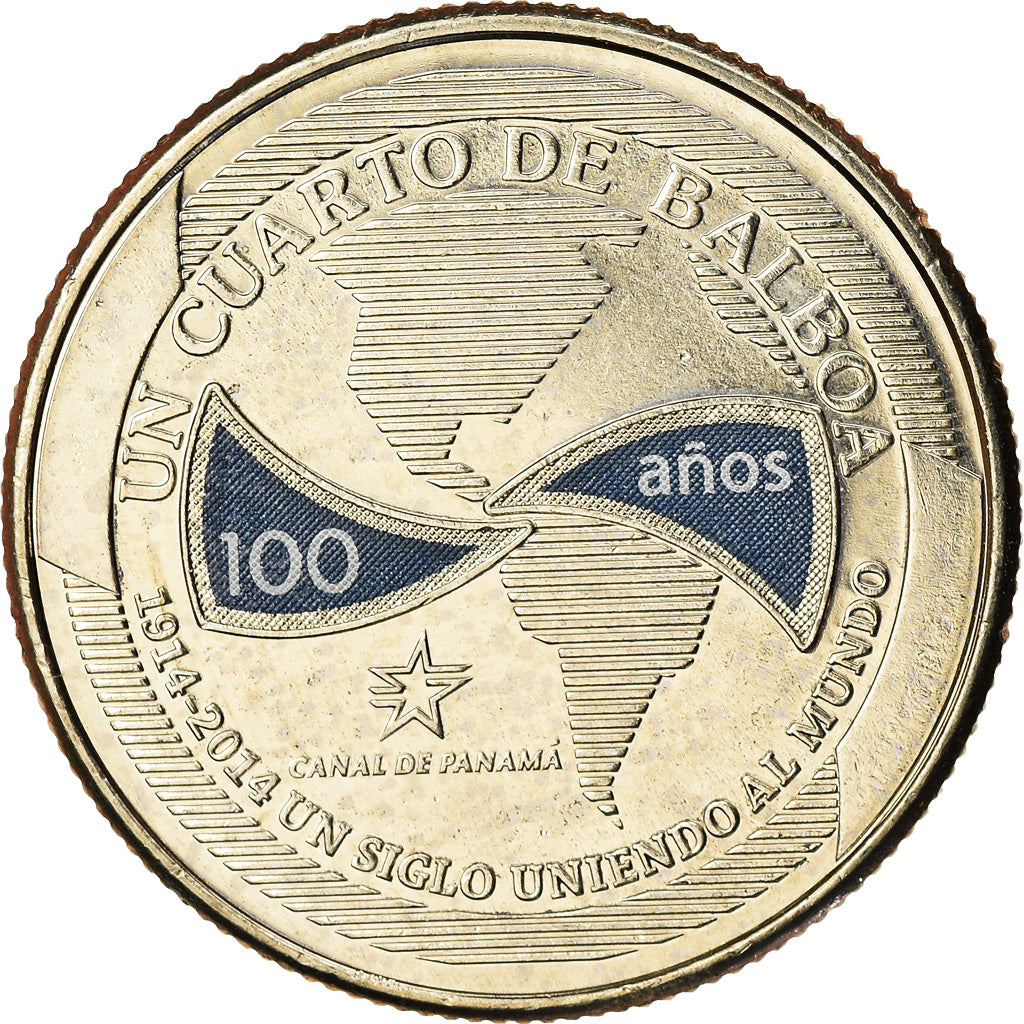 Coin, Panama, 100ème anniversaire du Canal, 1/4 Balboa, 2016, MS(65-70)