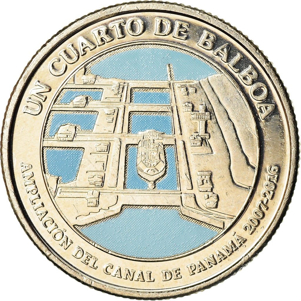 Coin, Panama, Agrandissement du Canal, 1/4 Balboa, 2016, MS(63), Copper-Nickel