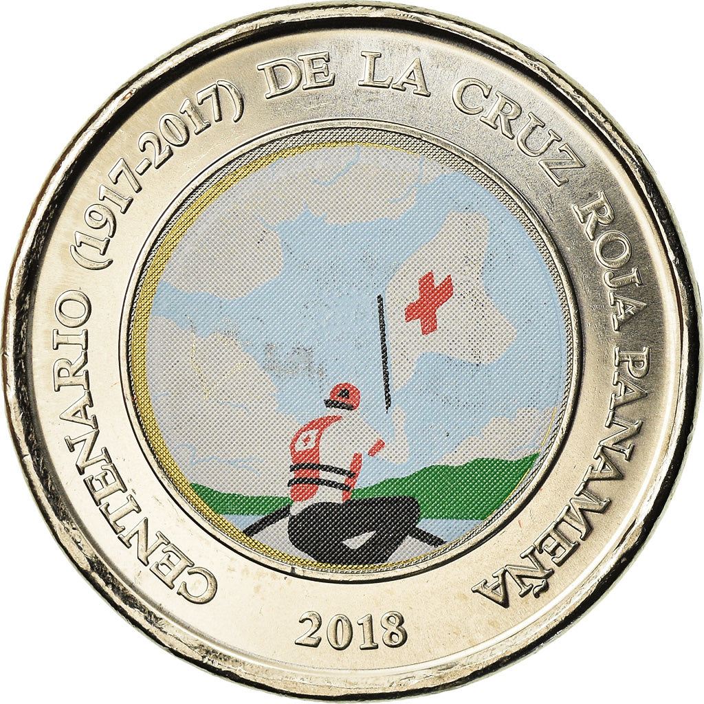 Münze, Panama, Anniversaire de la Croix Rouge, Balboa, 2018, UNZ, Bi-Metallic