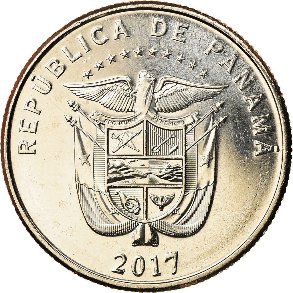 Moneda, Panamá, Justo Arosemena, 1/4 Balboa, 2017, Colorised, SC, Cobre -