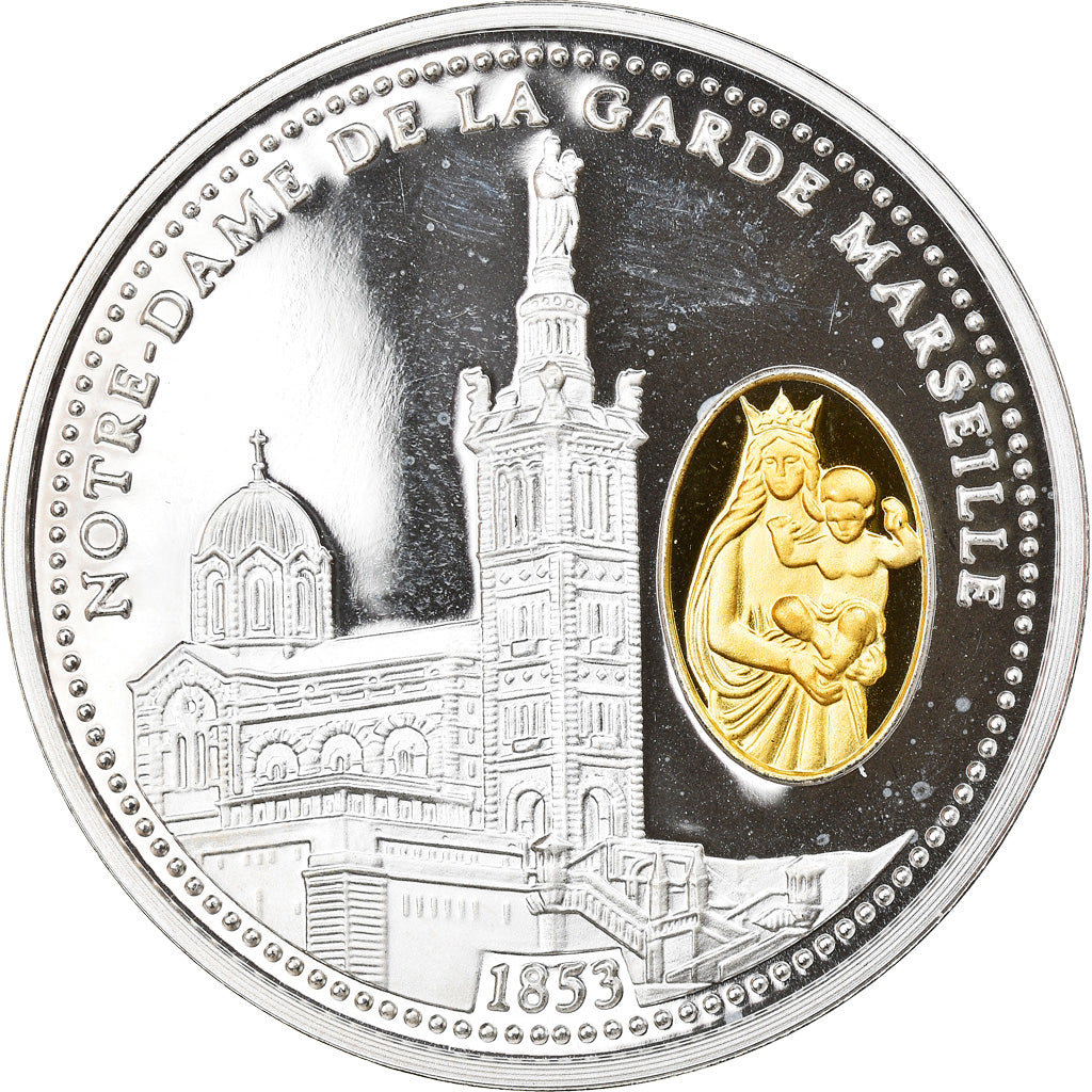 France, Medal, Provence, Notre-Dame de la Garde Marseille, 2014, MS(65-70)