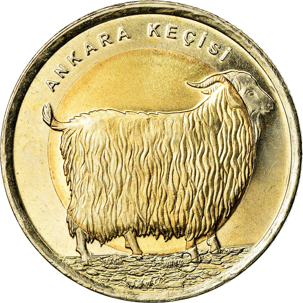 Coin, Turkey, Chèvre angora, Lira, 2015, MS(63), Bi-Metallic