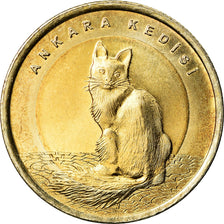 Moneta, Turcja, Chat Angora, Lira, 2015, MS(63), Bimetaliczny