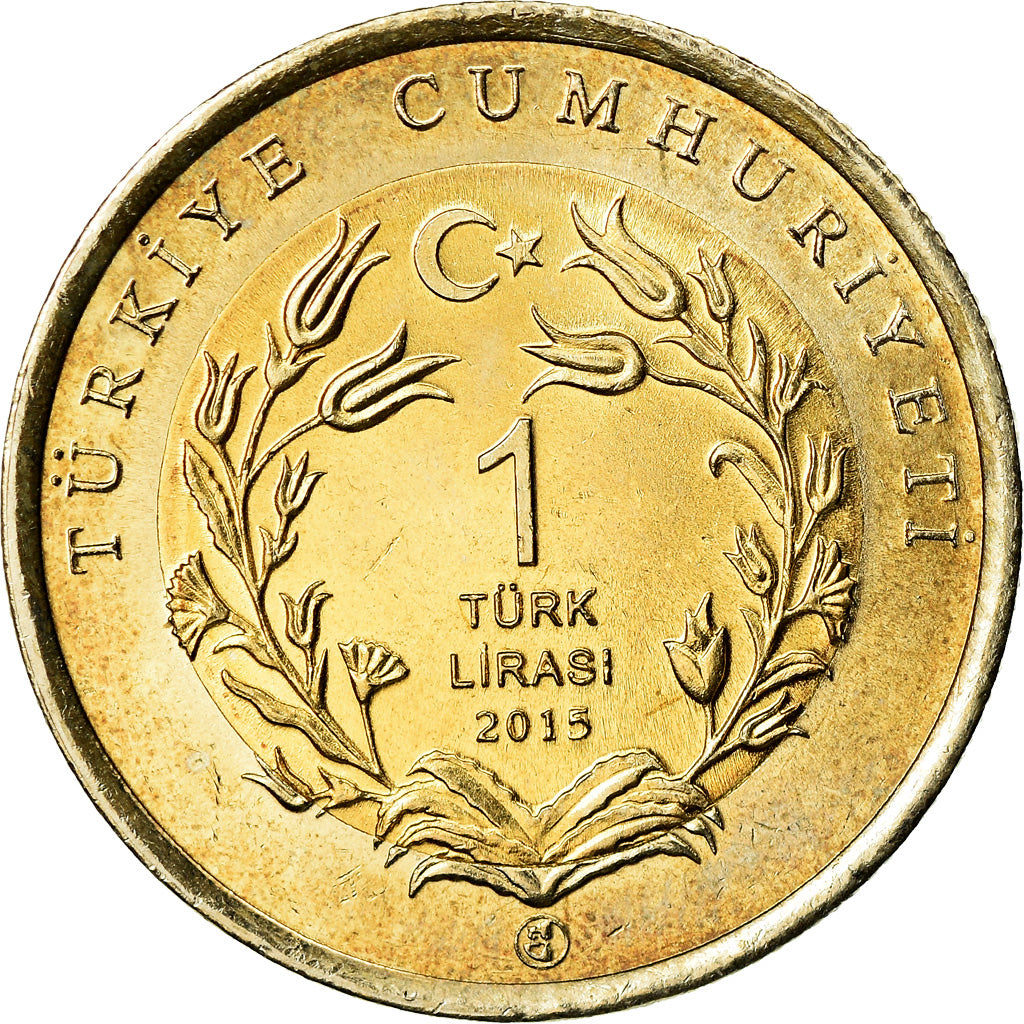 Moneta, Turcja, Chat Angora, Lira, 2015, MS(63), Bimetaliczny