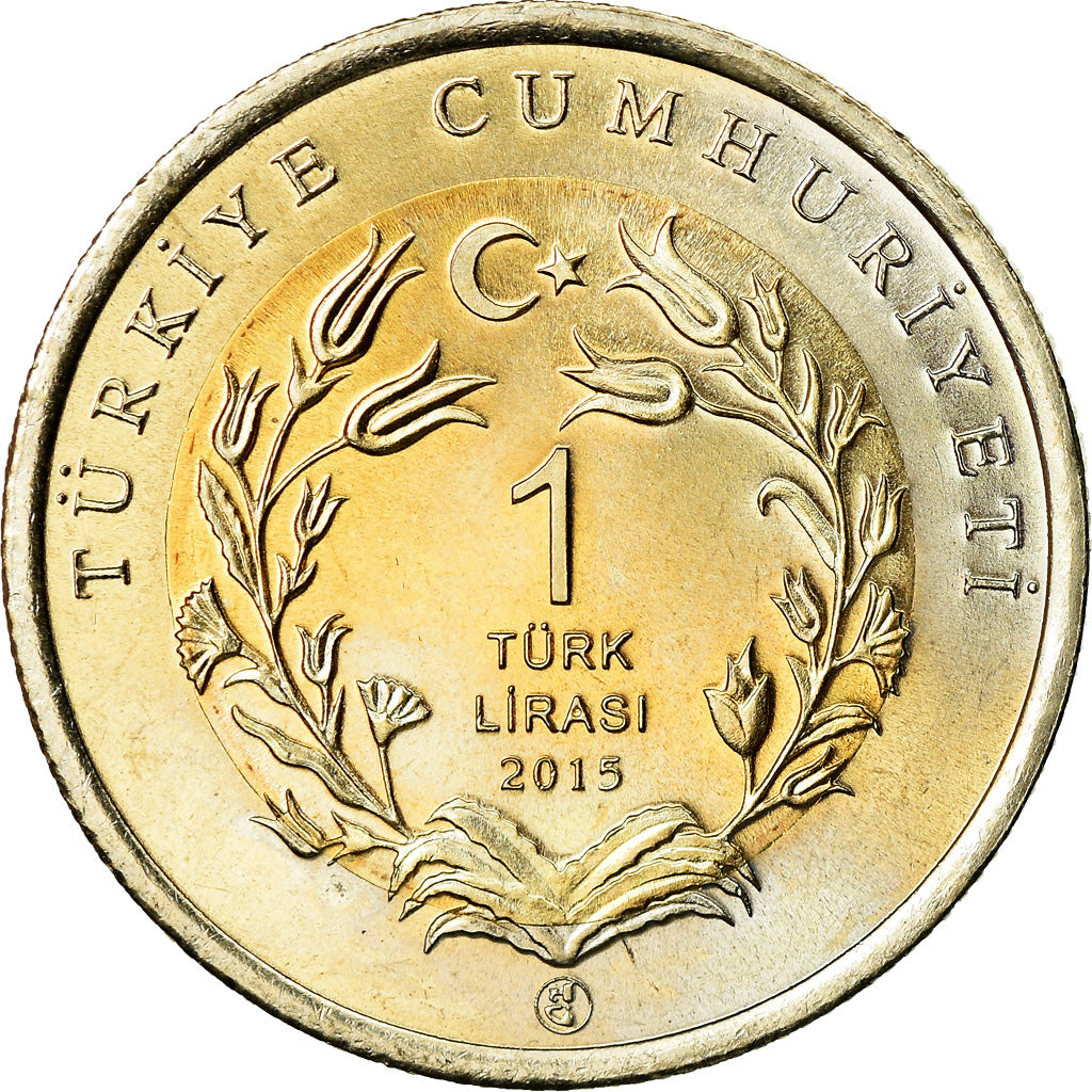 Coin, Turkey, Varan, Lira, 2015, MS(63), Bi-Metallic