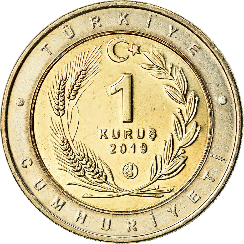 Moneta, Turcja, Spatule, Kurus, 2019, MS(63), Bimetaliczny