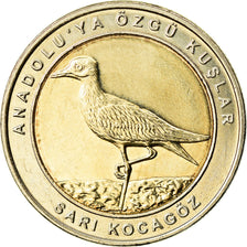 Coin, Turkey, Œdicnème criard, Kurus, 2019, MS(63), Bi-Metallic