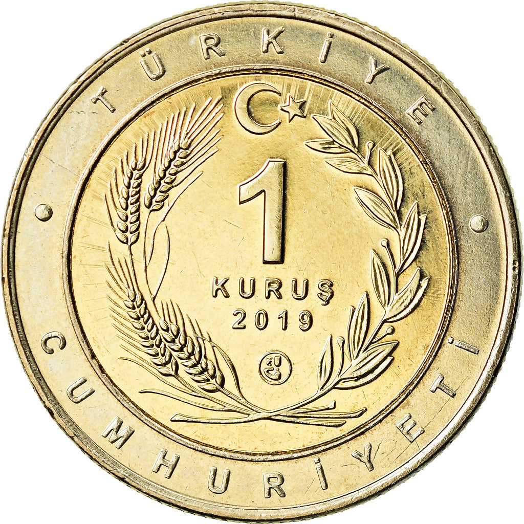 Coin, Turkey, Faucon crécerellette, Kurus, 2019, MS(63), Bi-Metallic