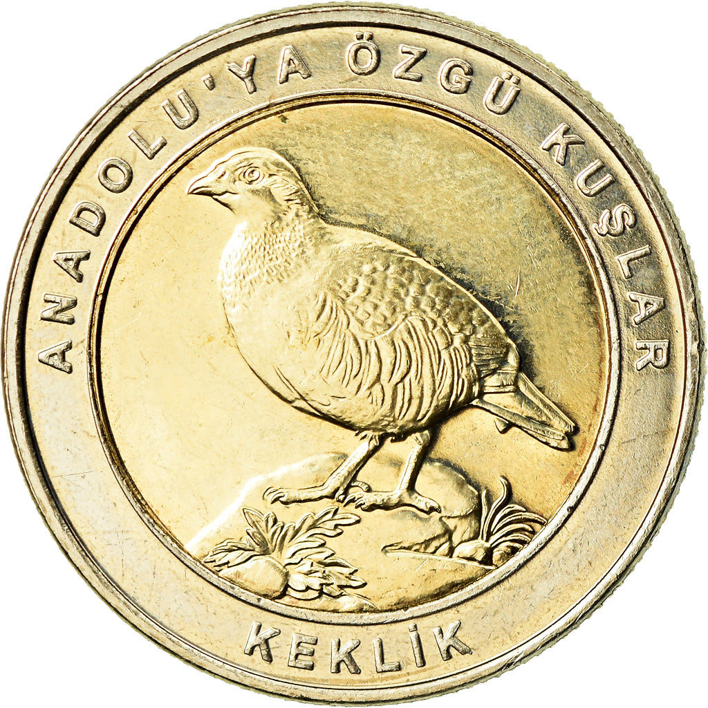 Moneta, Turcja, Perdrix choukar, Kurus, 2019, MS(63), Bimetaliczny