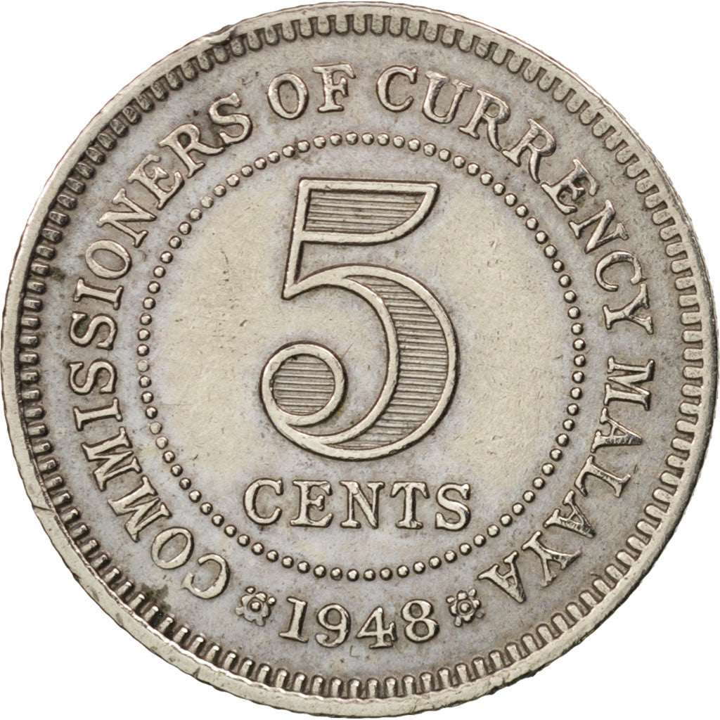 Coin, MALAYA, 5 Cents, 1948, AU(50-53), Copper-nickel, KM:7
