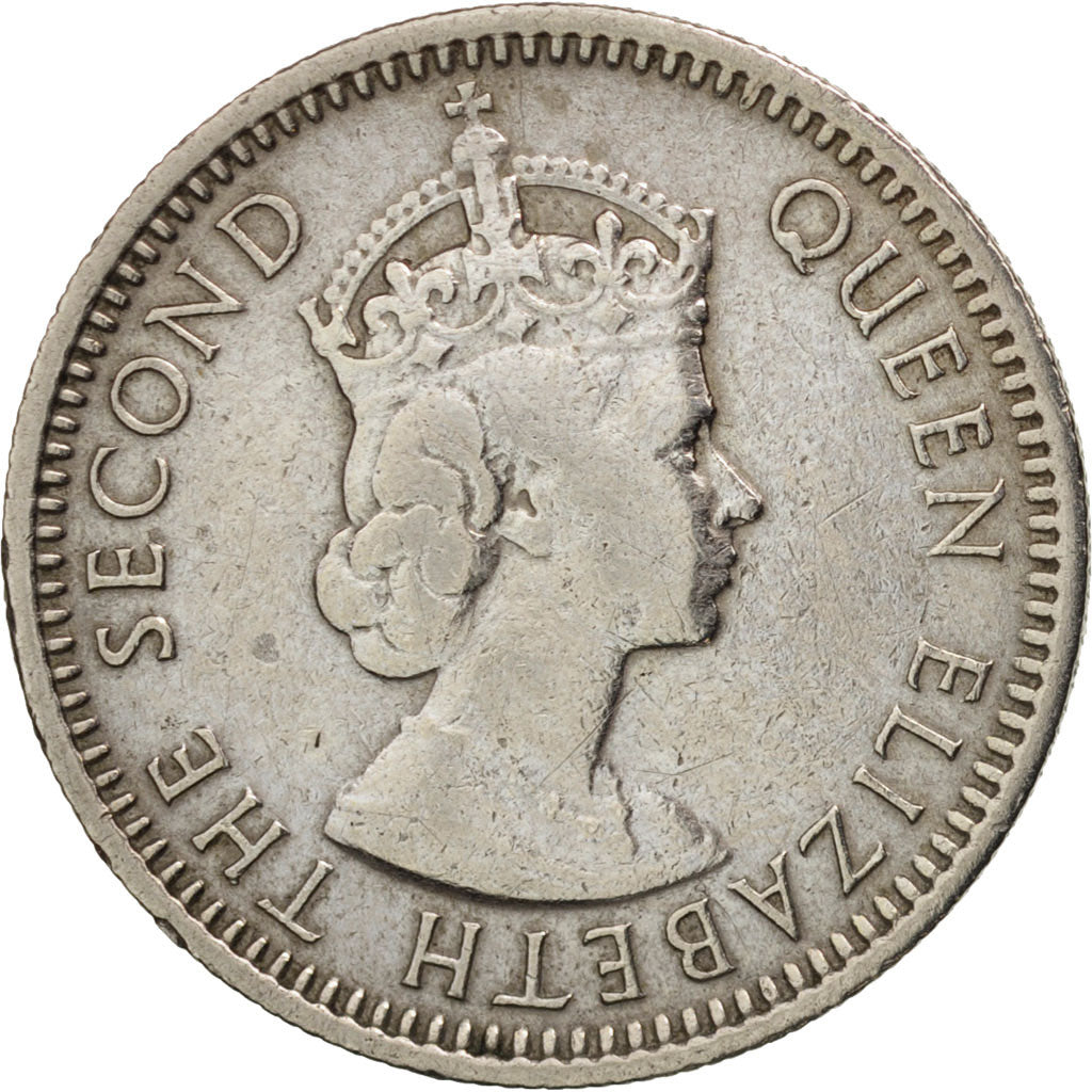 MALAYA & BRITISH BORNEO, 10 Cents, 1956, AU(50-53), Copper-nickel, KM:2