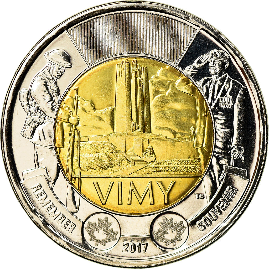 Coin, Canada, 2 Dollars, 2017, Royal Canadian Mint, Vimy, MS(60-62), Bi-Metallic