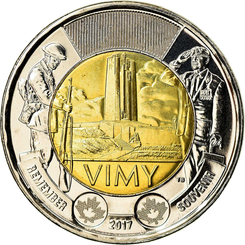 Coin, Canada, 2 Dollars, 2017, Royal Canadian Mint, Vimy, MS(60-62), Bi-Metallic