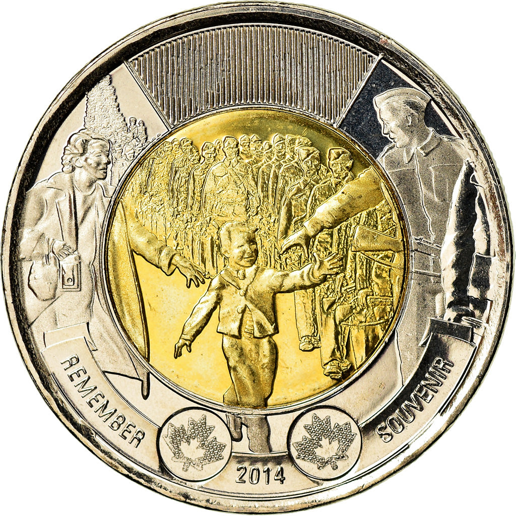 Moneta, Canada, 2 Dollars, 2014, Royal Canadian Mint, Wait for me, Daddy, SPL