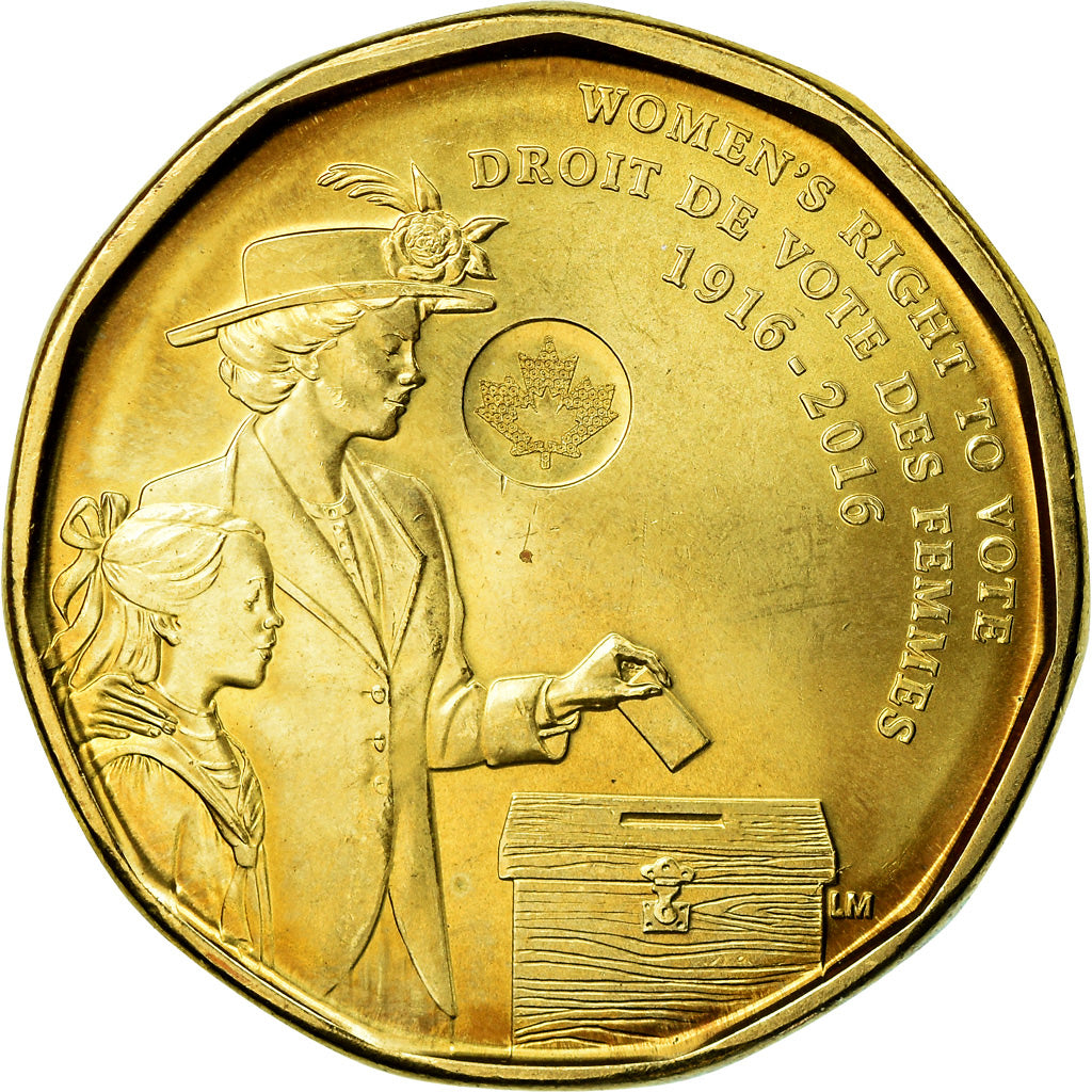Coin, Canada, Dollar, 2016, Royal Canadian Mint, Droit de vote des femmes