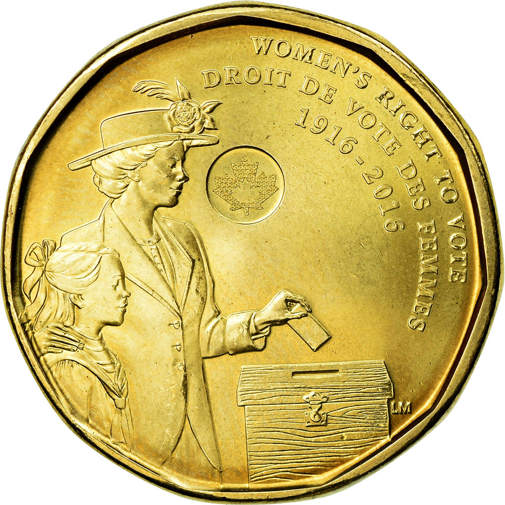 Coin, Canada, Dollar, 2016, Royal Canadian Mint, Droit de vote des femmes