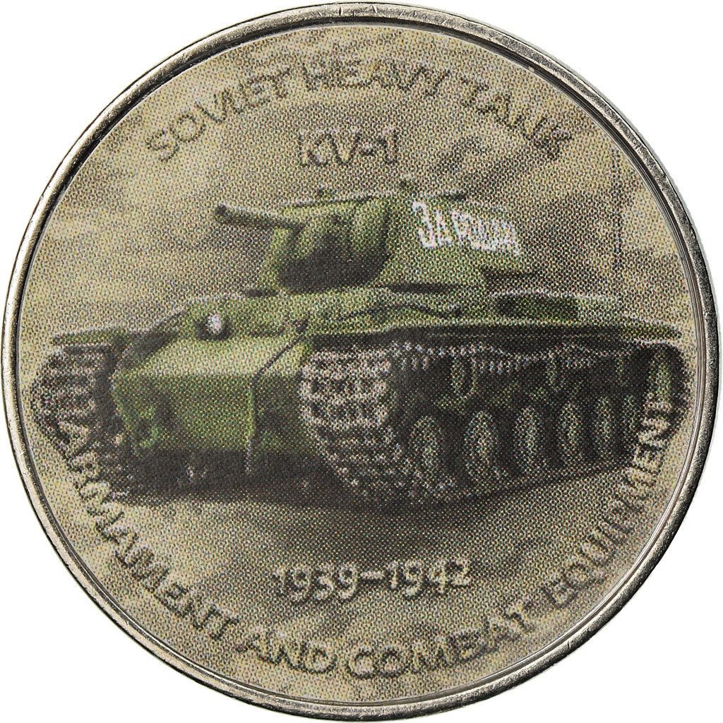 Coin, Zimbabwe, Shilling, 2017, Soviet heavy tanks - KV-1, MS(63), Nickel plated