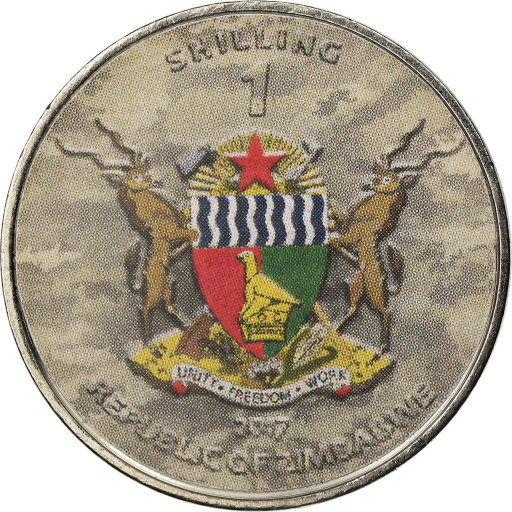 Coin, Zimbabwe, Shilling, 2017, Soviet heavy tanks - IS-2, MS(63), Nickel plated