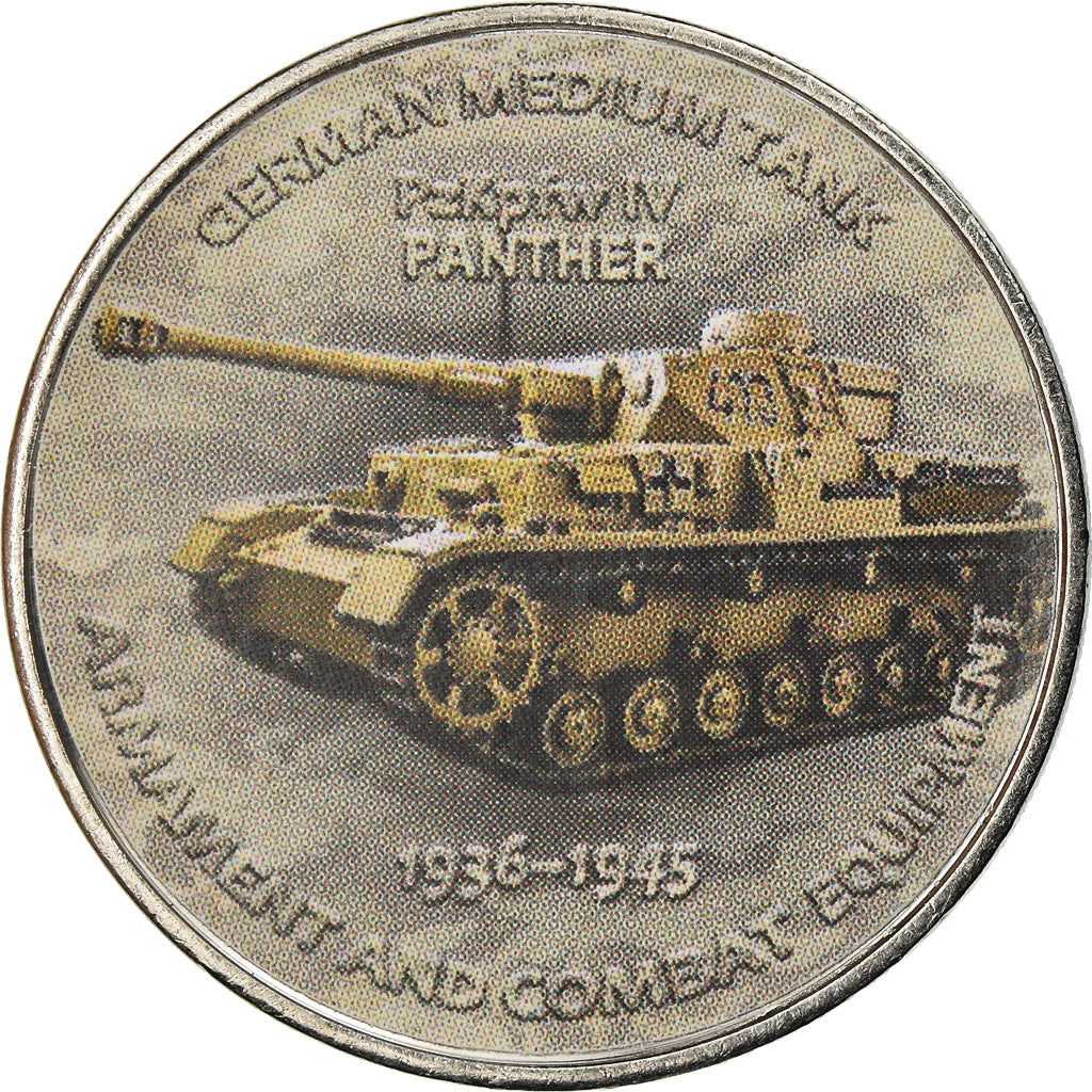 Coin, Zimbabwe, Shilling, 2017, German tank - Panther IV, MS(63), Nickel plated