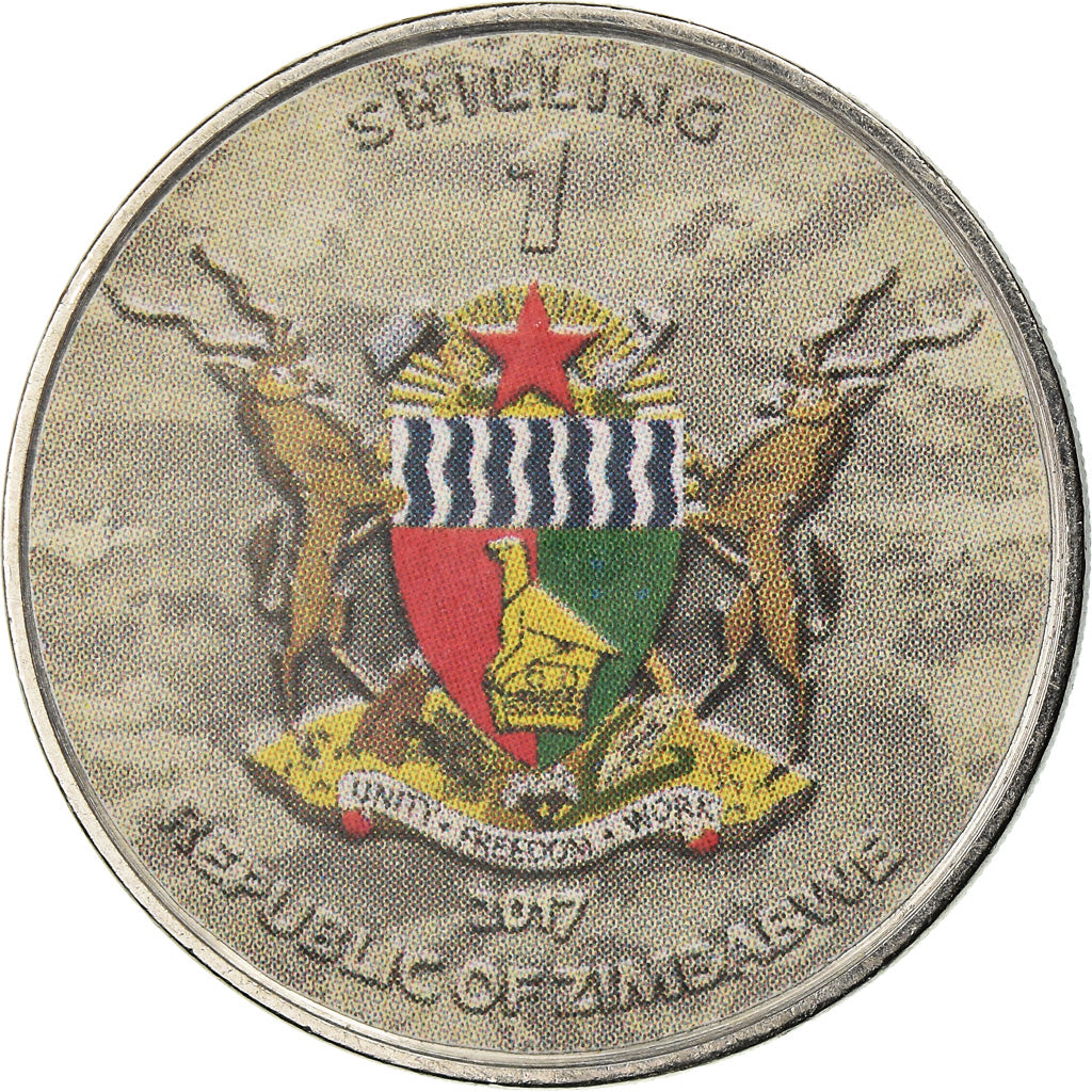 Coin, Zimbabwe, Shilling, 2017, German tank - Panther V, MS(63), Nickel plated