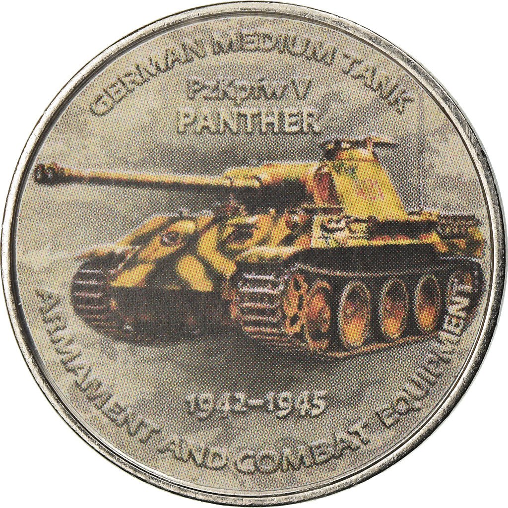 Coin, Zimbabwe, Shilling, 2017, German tank - Panther V, MS(63), Nickel plated