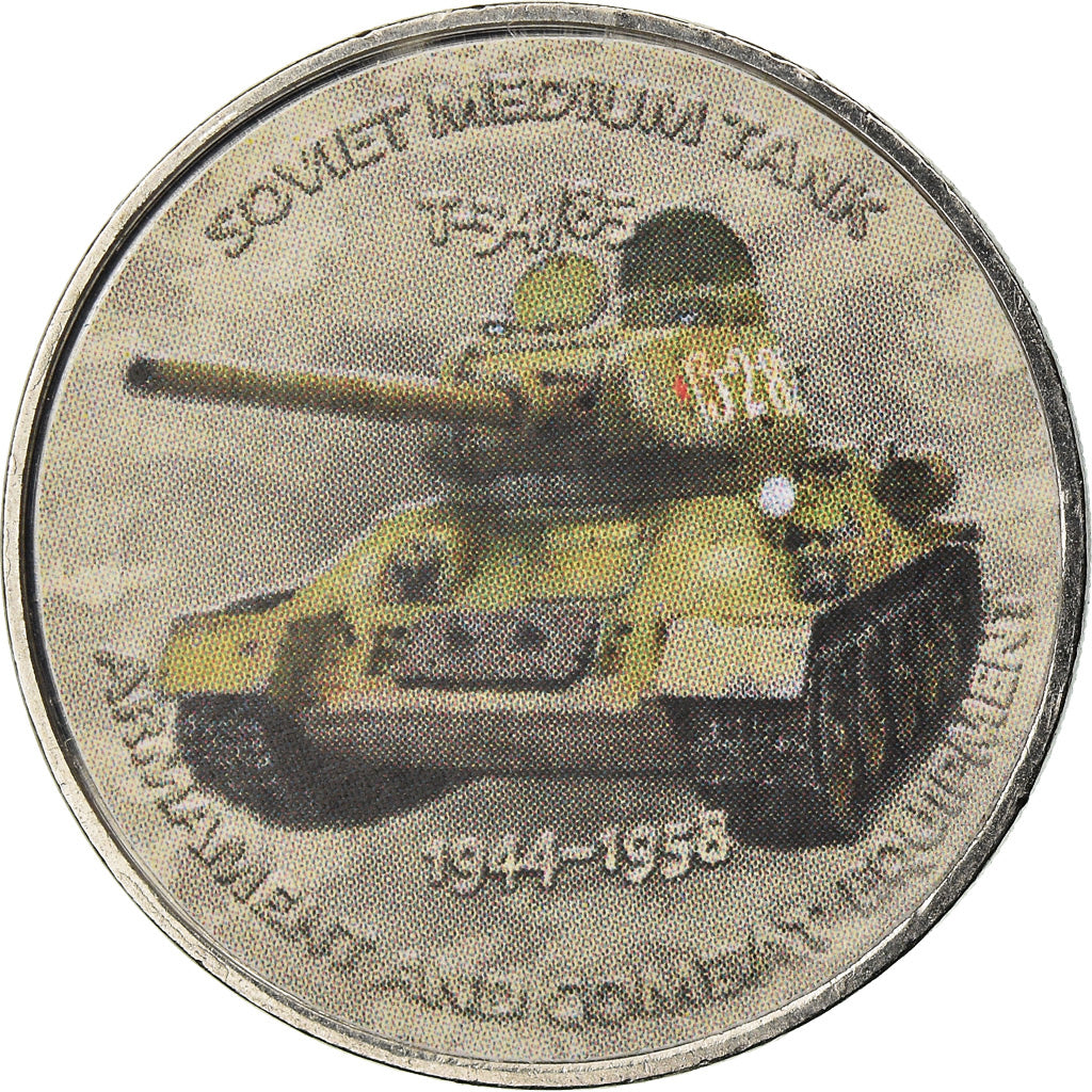 Coin, Zimbabwe, Shilling, 2017, Soviet tank - T34/85, MS(63), Nickel plated