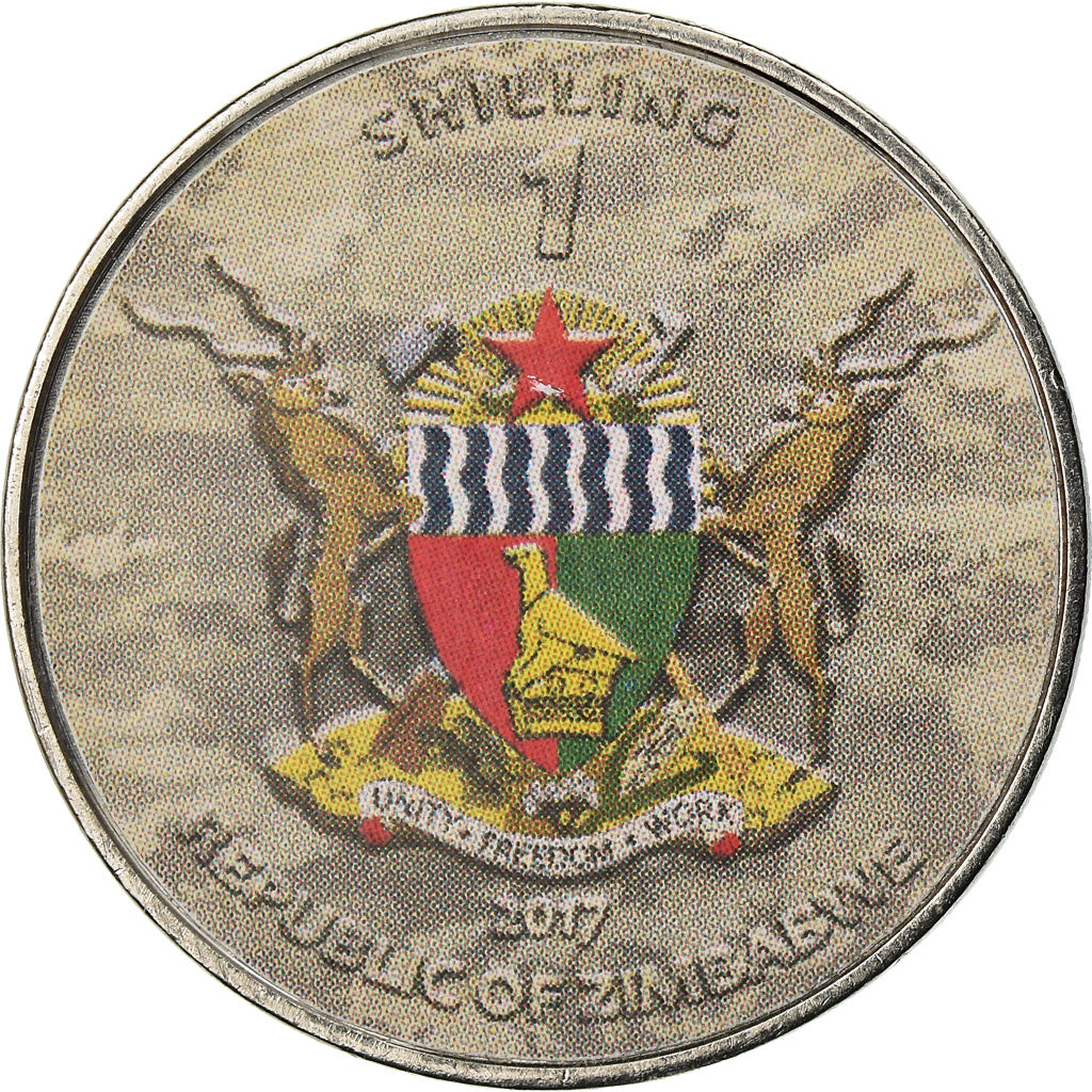 Coin, Zimbabwe, Shilling, 2017, Soviet tank - T34/85, MS(63), Nickel plated