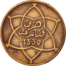 Morocco, Yusuf, 5 Mazunas, 1912, bi-Bariz, Paris, EF(40-45), Bronze, KM:28.1