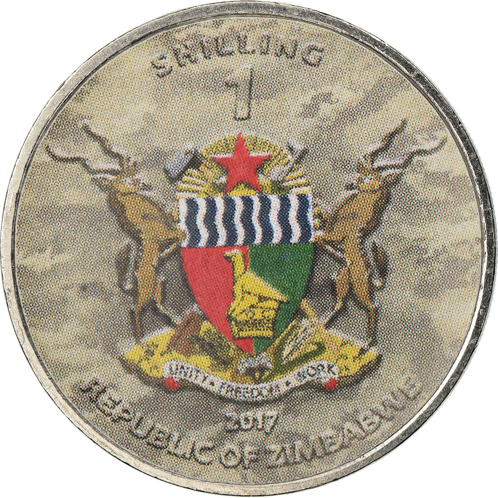 Coin, Zimbabwe, Shilling, 2017, Soviet tank - T34/85, MS(63), Nickel plated