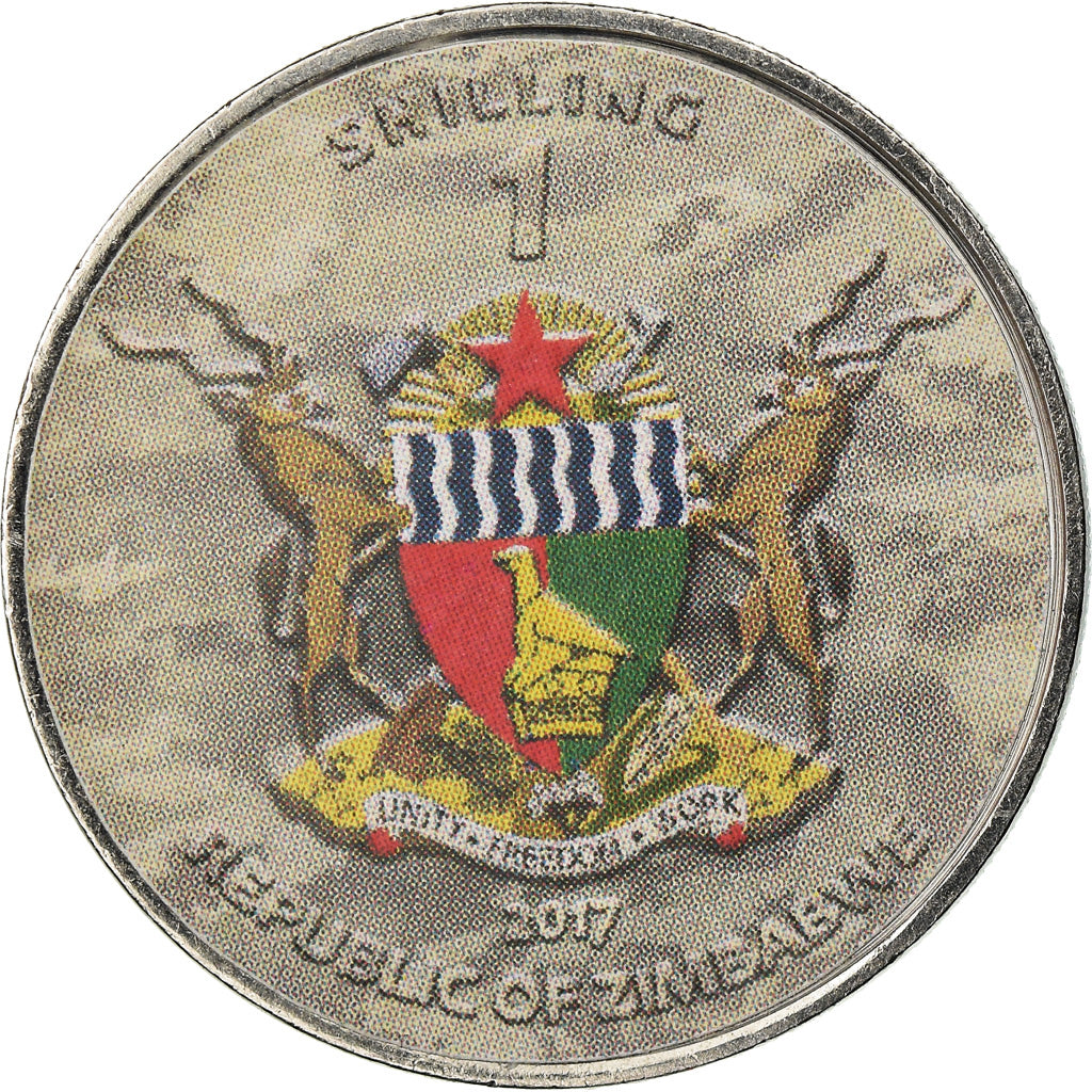 Coin, Zimbabwe, Shilling, 2017, U.S tank - M4 Sherman, MS(63), Nickel plated