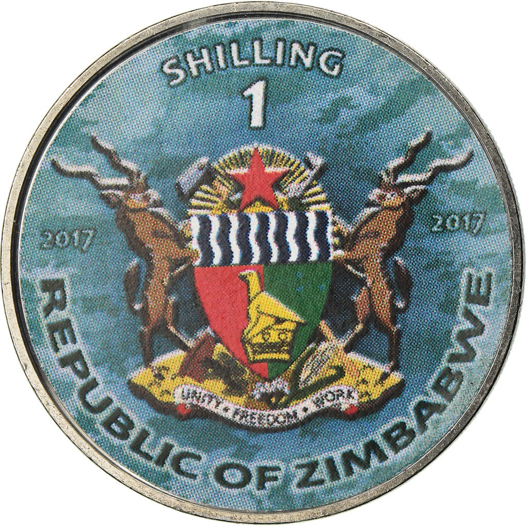 Coin, Zimbabwe, Shilling, 2017, Warship - USS Long Beach CGN-9, MS(63), Nickel
